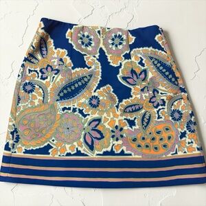 Zara Blue Paisley Print Mini Skirt Size S